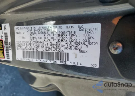 2013 Toyota Tacoma Prerunner Access Cab from USA, damaged, VIN 5TFTU4GN4DX050102